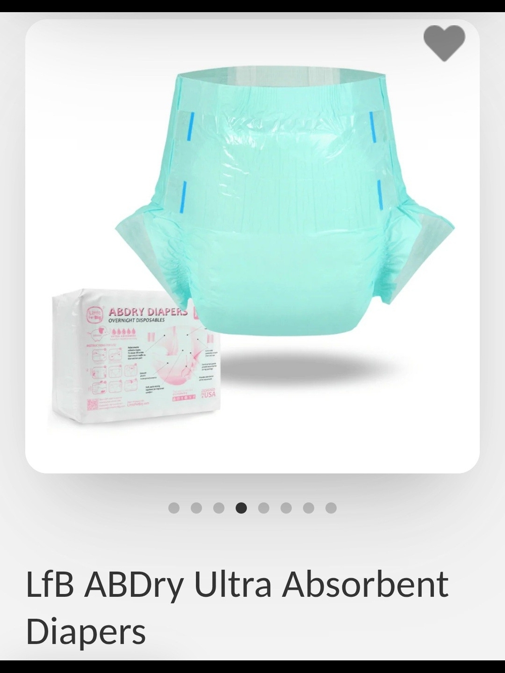 NEW LFB ABDry Green Adult Diapers Size XL ONLY-BUY 2 FOR $20 ONLY 4 AVAILABLE